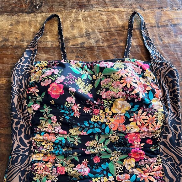 Johnny Was Floral & Animal Print One-Piece Swimsuit 3X Nylon Blend - Picture 2 of 16